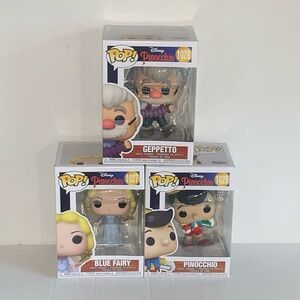Lot Funko Pop Disney Pinocchio #1027 Blue Fairy #1028 Geppetto #1029 Pinocchio